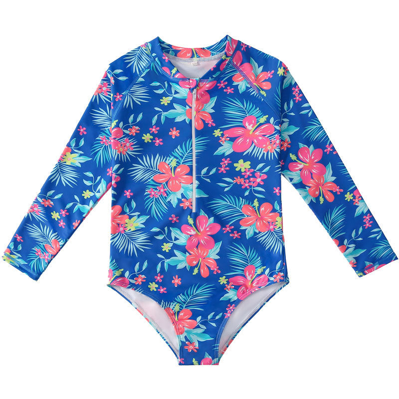 Girl's Long-sleeve One-piece Swimming Suit
