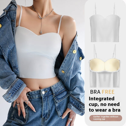 Women's Inner Anti-exposure Underwear Bra With Chest Pad Summer Thin