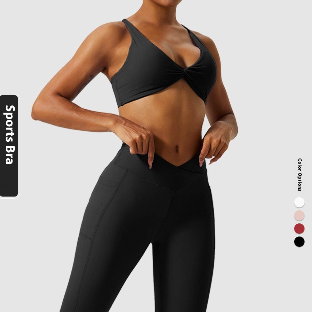 Women's Solid Color Cross Back Sports Bra