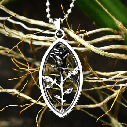 Hollow Rose Pattern Titanium Steel Pendant Fashion Simple Titanium Steel Men And Women Stainless Steel Accessories
