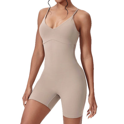 Hollow Shorts Yoga Bra Sports Hip Lifting One-piece