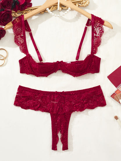 Cute Girl-Style Lace Bra And Underwear Set