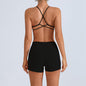 Beauty Back With Chest Pad Cross Spaghetti Strap Bra High Waist Fitness Pants