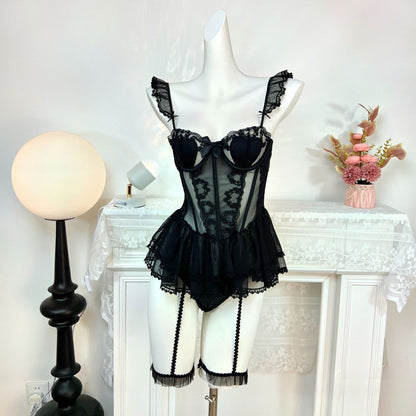 Pure Desire Lace Pajamas With Built-in Bra And Underwire