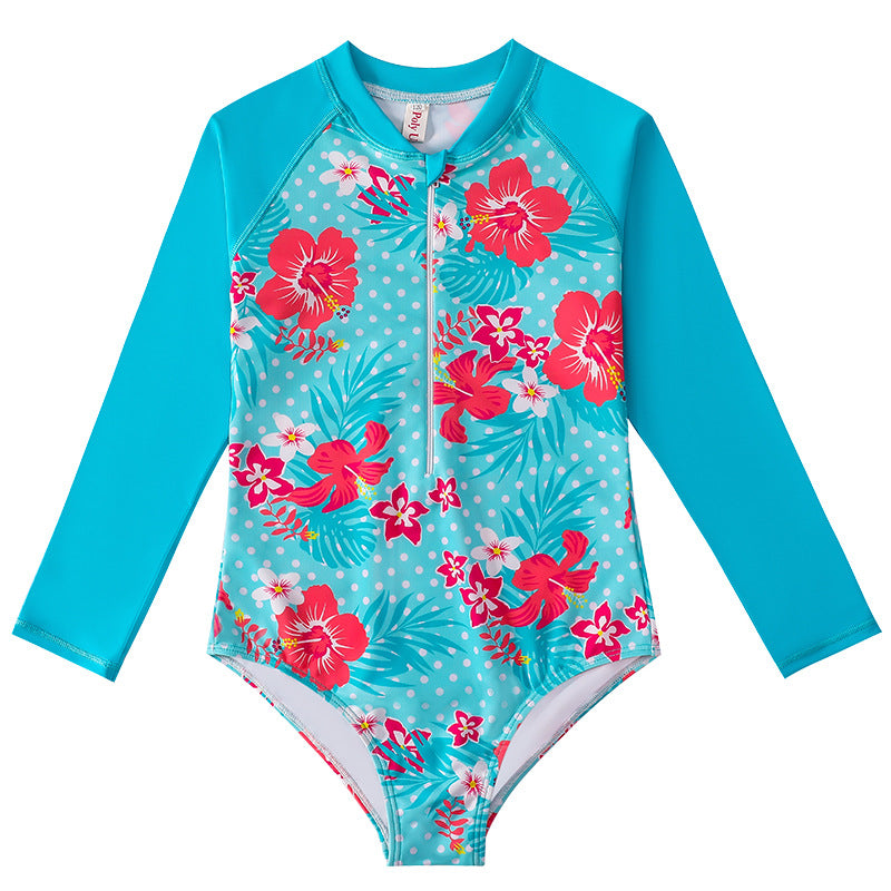 Girl's Long-sleeve One-piece Swimming Suit