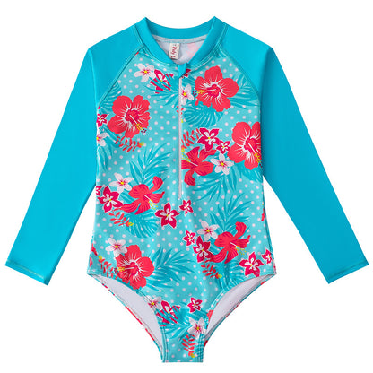 Girl's Long-sleeve One-piece Swimming Suit