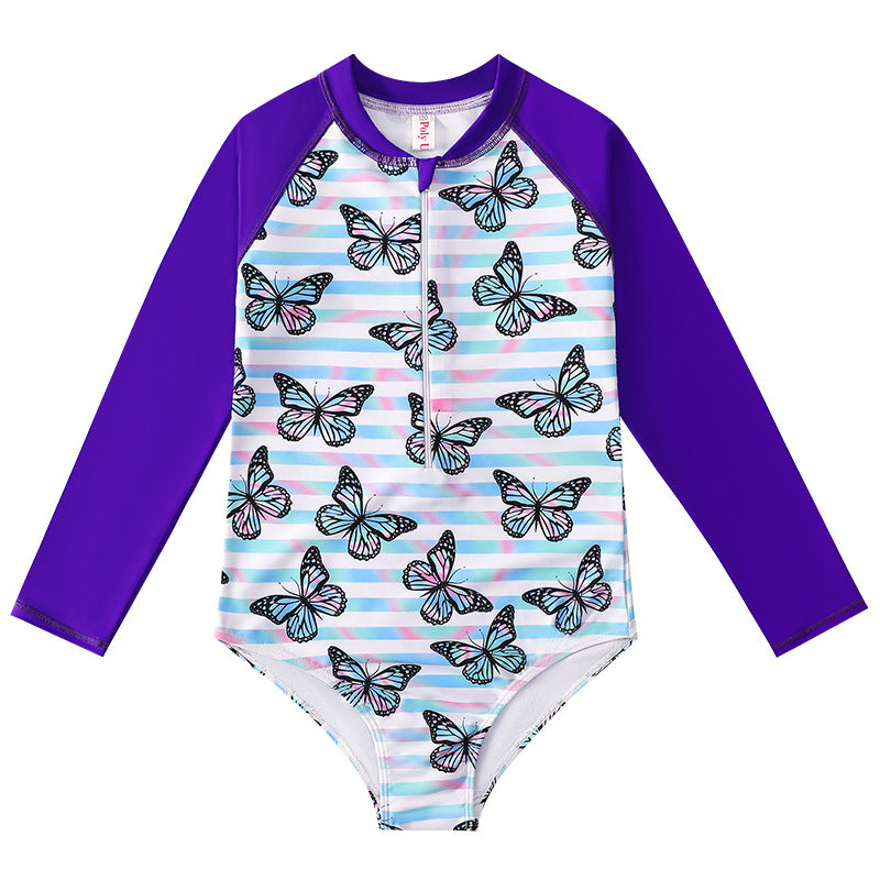 Girl's Long-sleeve One-piece Swimming Suit