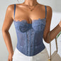 European, American And French Style Fishbone Bra Lace Vest Hollow Camisole Top