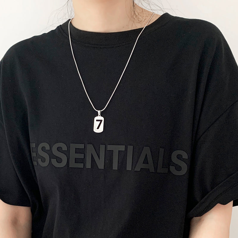 Sweater Accessories Lucky Number 7 Styling Necklace Ins Simple Earth Cool Jump Di Couple Men And Women Sweater Chain