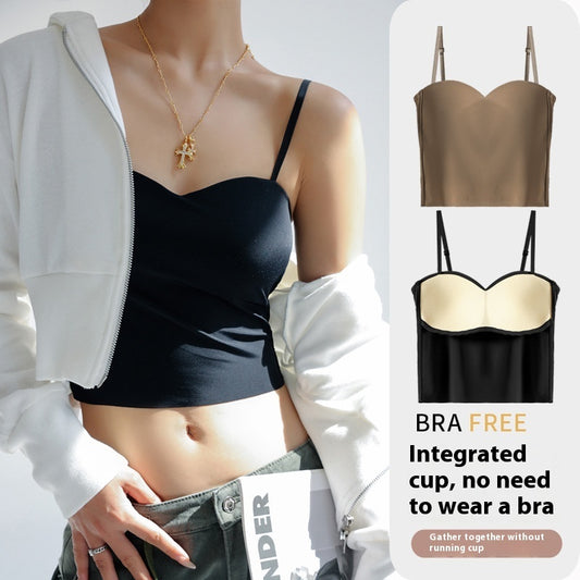 Women's Inner Anti-exposure Underwear Bra With Chest Pad Summer Thin