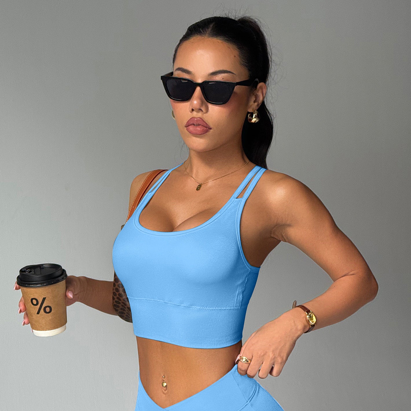 Fitness Yoga High-strength Sports Underwear Women's Shockproof Fixing Cup Yoga Bra