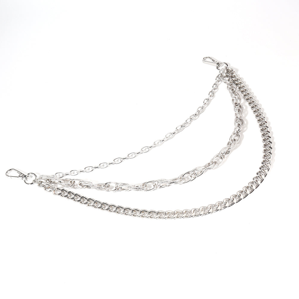 Hip Hop Fashion Pants Chain Men And Women Advanced Sense Multi Ring Silver Metal Chain Heavy Metal Industrial Style Jeans Hip-hop Accessories