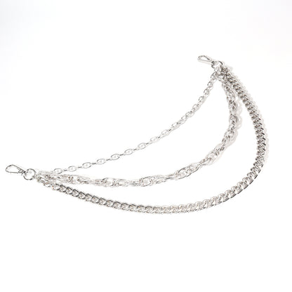 Hip Hop Fashion Pants Chain Men And Women Advanced Sense Multi Ring Silver Metal Chain Heavy Metal Industrial Style Jeans Hip-hop Accessories