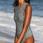 Vintage Leopard Print Printed Women's One-piece Swimming Suit