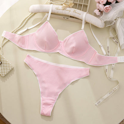 Comfortable Cotton French-style Bra And Panties Set With Underwire Available In Multiple Colors
