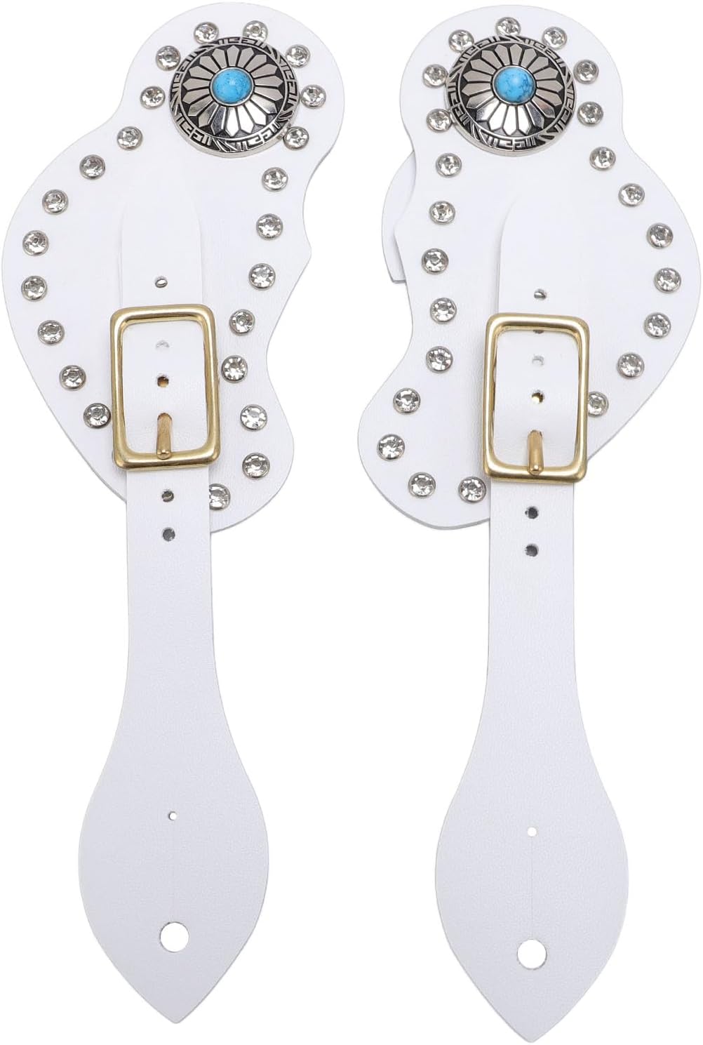 2Pcs Leather Spur Straps Set For Horse, Westerns Men Women Adjustable Spur Straps, Artificial Leather Rhinestone Decorations Spur Holder For Cowboys Equestrian Accessories
