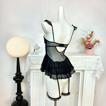 Pure Desire Lace Pajamas With Built-in Bra And Underwire