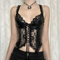 American Street Lace Stitching Ruffle Chest Strap Top Irregular Ribbon Fitted Waist Vest Bra