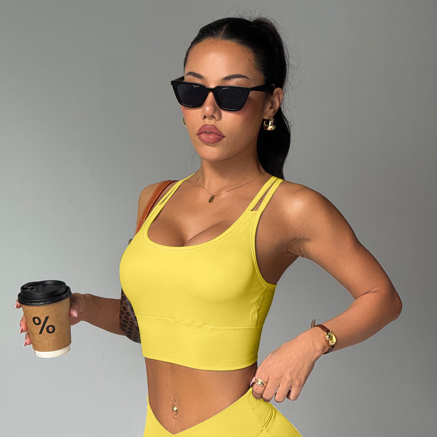 Fitness Yoga High-strength Sports Underwear Women's Shockproof Fixing Cup Yoga Bra