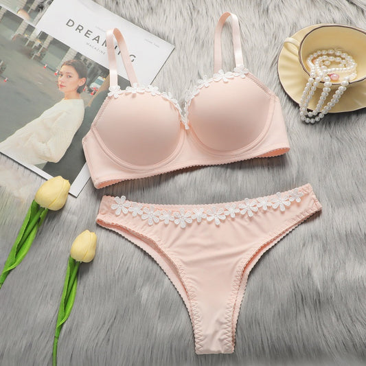 Women's Lingerie Set - Pink, Cute And Comfortable Push-Up Bra