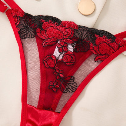 Sexy Sheer Embroidered Bra Set