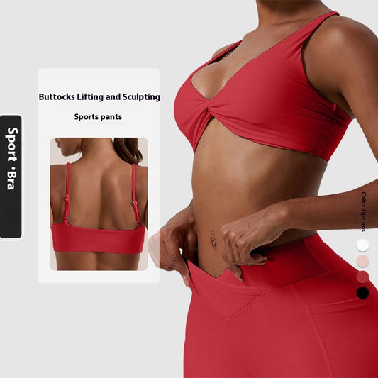 Women's Solid Color Cross Back Sports Bra