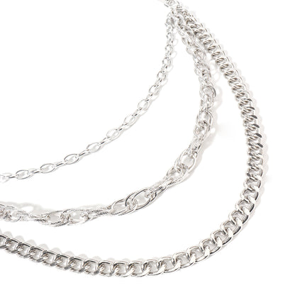 Hip Hop Fashion Pants Chain Men And Women Advanced Sense Multi Ring Silver Metal Chain Heavy Metal Industrial Style Jeans Hip-hop Accessories